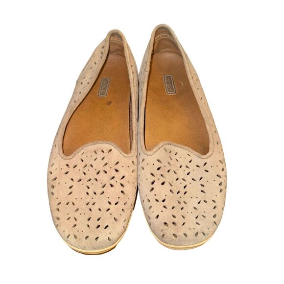 Olukai Momi Flat Women's Size 8.5 Taupe Leather Perforated Slip On Comfort Shoe - Picture 3 of 8